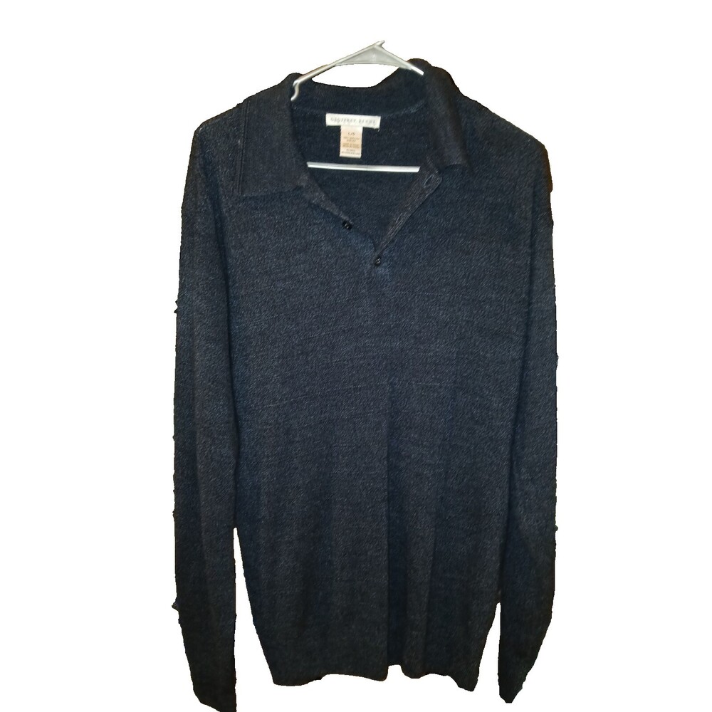 Navy Blue Geoffrey Beene Pullover Sweater Button up with Collar